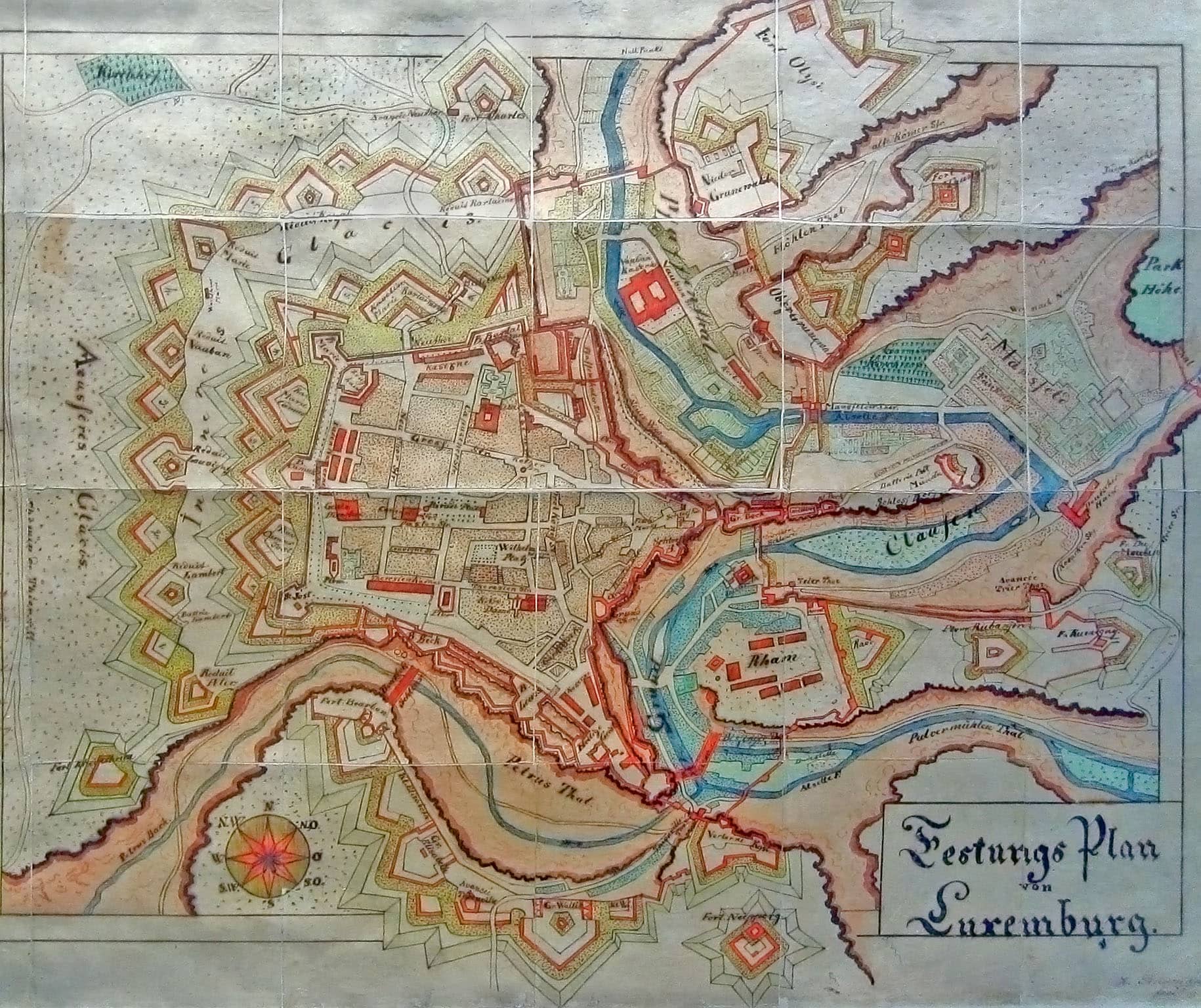Map of Luxembourg city's fortifications